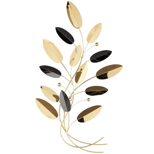 22" x 40" Gold Stainless Steel Metal Leaf Layered Home Wall Décor